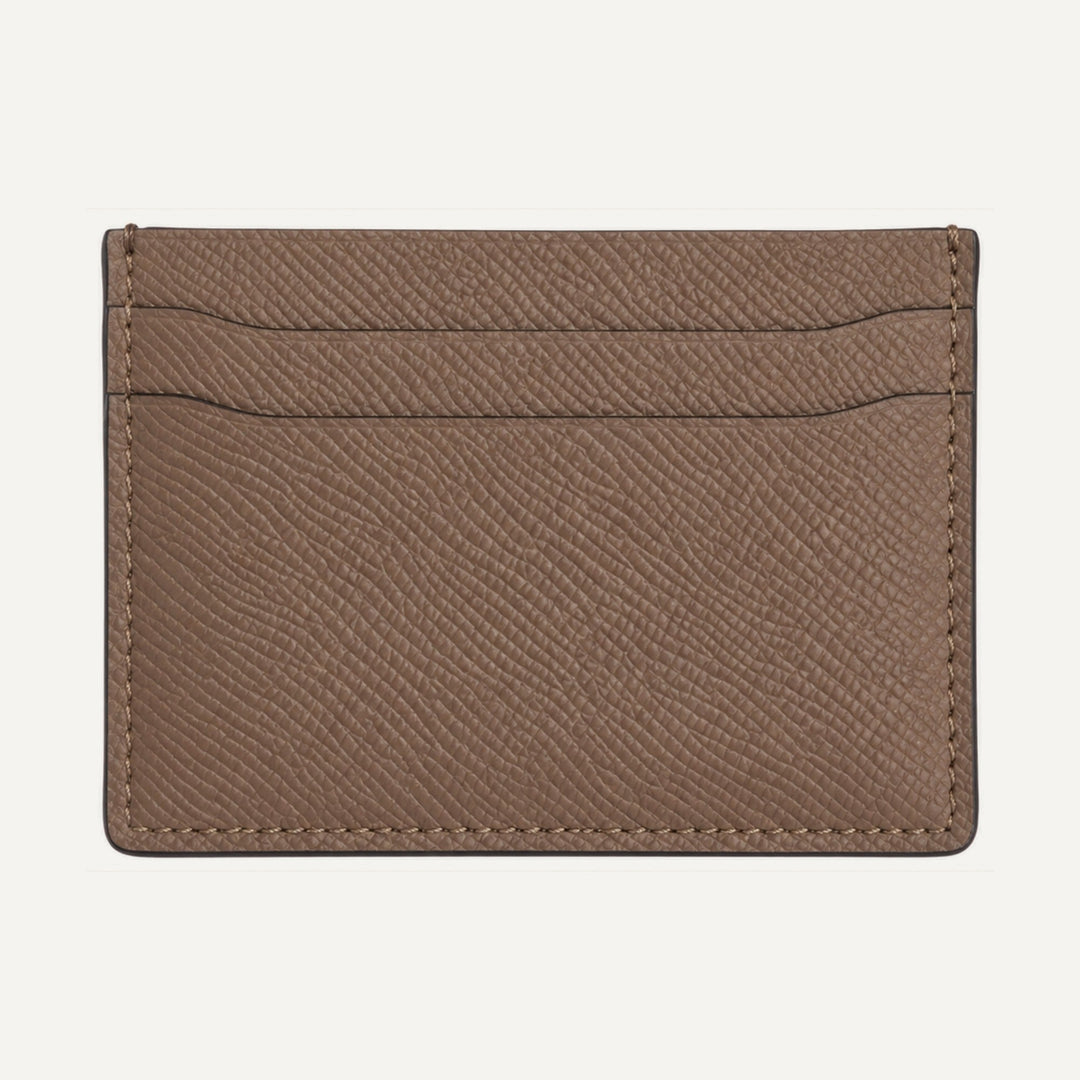 Leather card holder in Taupe — 15 Parker