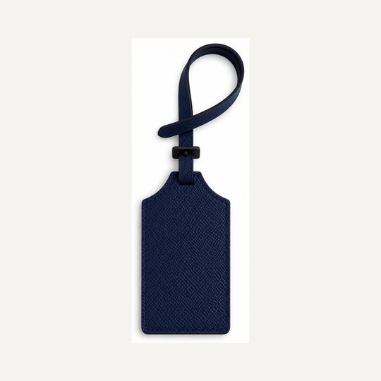 Leather Luggage Tag in Navy