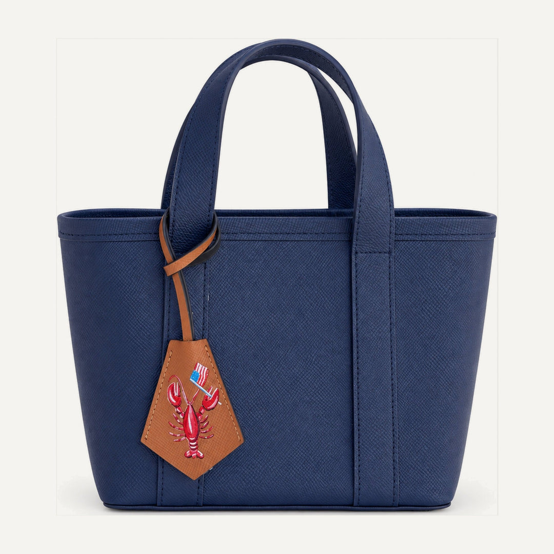The Patriotic Lobster Tote — a one-of-a-kind leather boat tote hand-painted by Gabby, 15 Parker