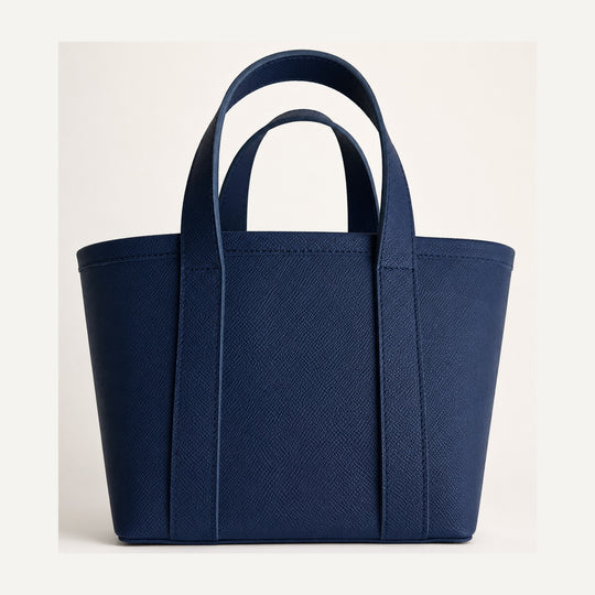 Leather boat tote in Navy — 15 Parker